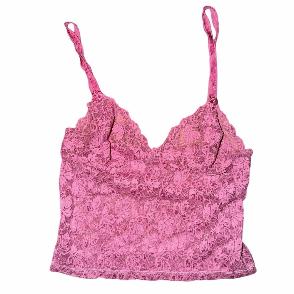 Y2K Rampage pink lace spaghetti strap cropped cami tank top fairy grunge layer